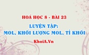 Luyện tập Mol, khối lượng mol, thể tích mol khí, tỉ khối của chất khí - Hóa 8 bài 23